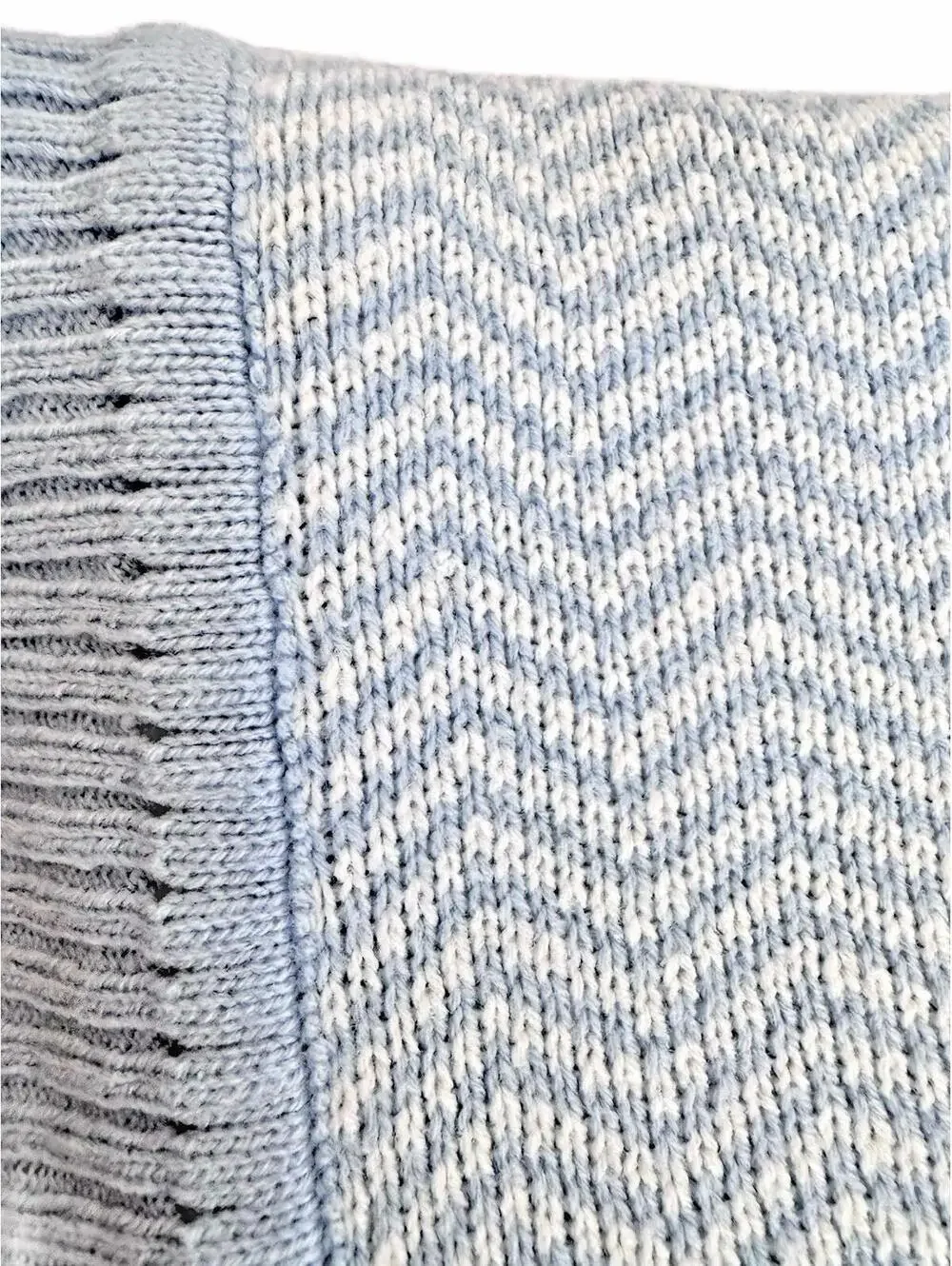 Blue Chevron Knit Baby Blue Blanket/ throw 36x36
